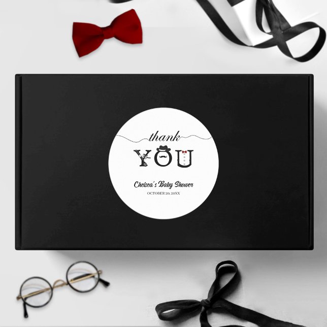 Adesivo Simples Cavalheiro Chá de fraldas Bonito Obrigado (Criador carregado)