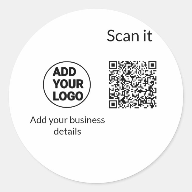 Adesivo Simples código q r adicionar logotipo nome de códi (Frente)