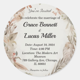 Adesivo Simples convite para casamento floral pintado