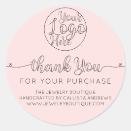 Adesivo Simples cor-de-rosa Corações Manuscritas Obrigado 