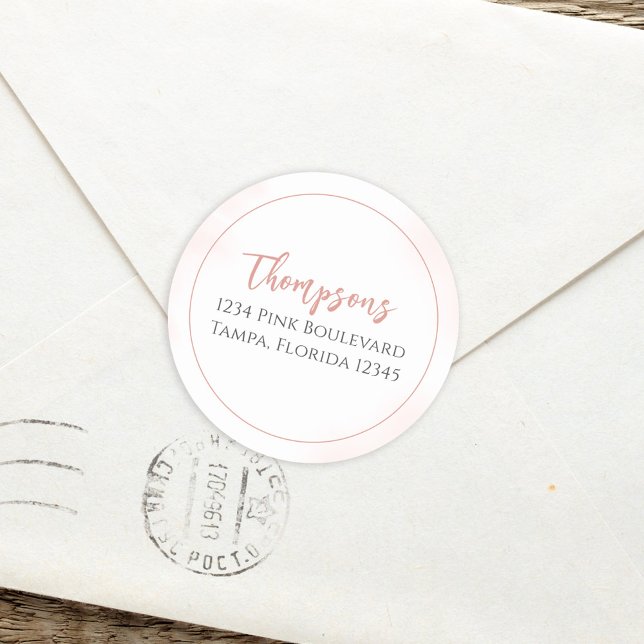 Adesivo Simples cor-de-rosa Endereço de caligrafia minimal (Criador carregado)