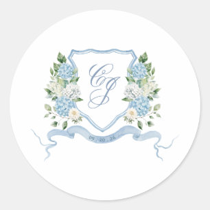 Adesivo Simples Crista Monograma Azul Poeirento Casamento