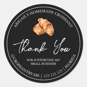 Adesivo Simples Croissant Homemade Obrigado Rótulo