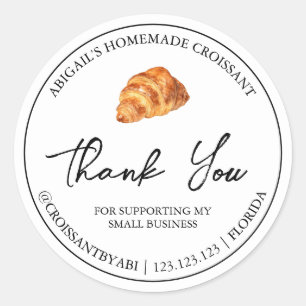 Adesivo Simples Croissant Homemade Obrigado Rótulo