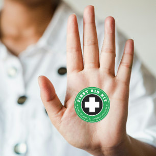 Adesivo Simples Cruz Médica Moderna Verde Preta e Branca
