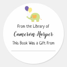 Simples da Biblioteca de Bookplate com Elefante