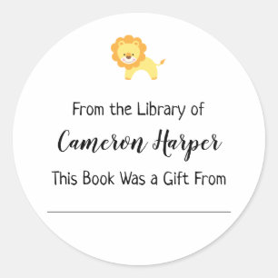 Adesivo Simples da biblioteca do Bookplate, leão amarelo