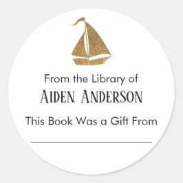 Adesivo Simples da Biblioteca do Dourado Caderno de Navega