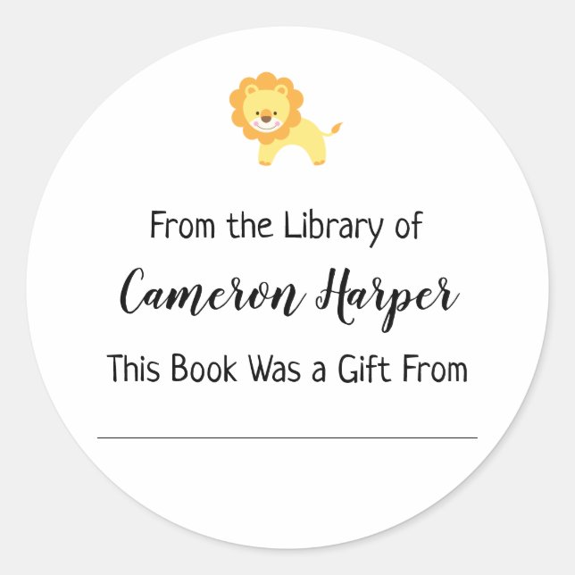 Adesivo Simples da Biblioteca do Livreto, Leão Amarelo (Frente)