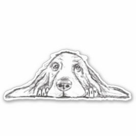 adesivo simples de basset hound desenhado à mão em