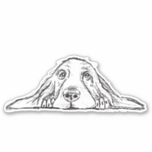 adesivo simples de basset hound desenhado à mão em