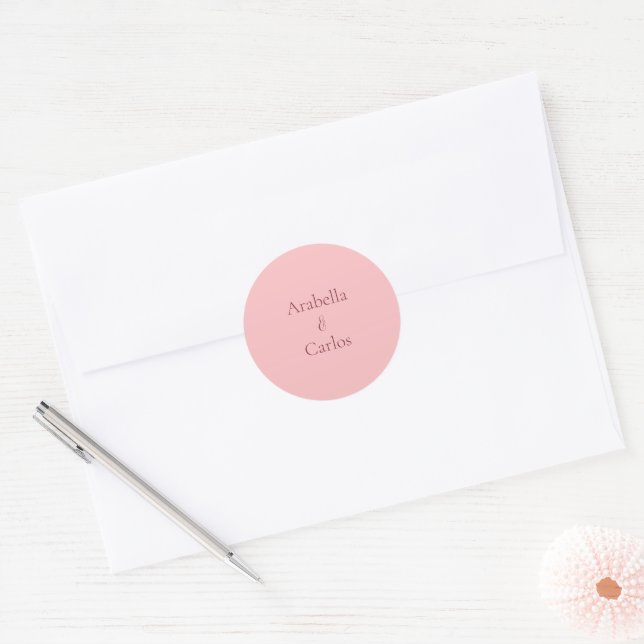 Adesivo Simples de Noiva e Noivo Rosa e Marrom (Envelope)
