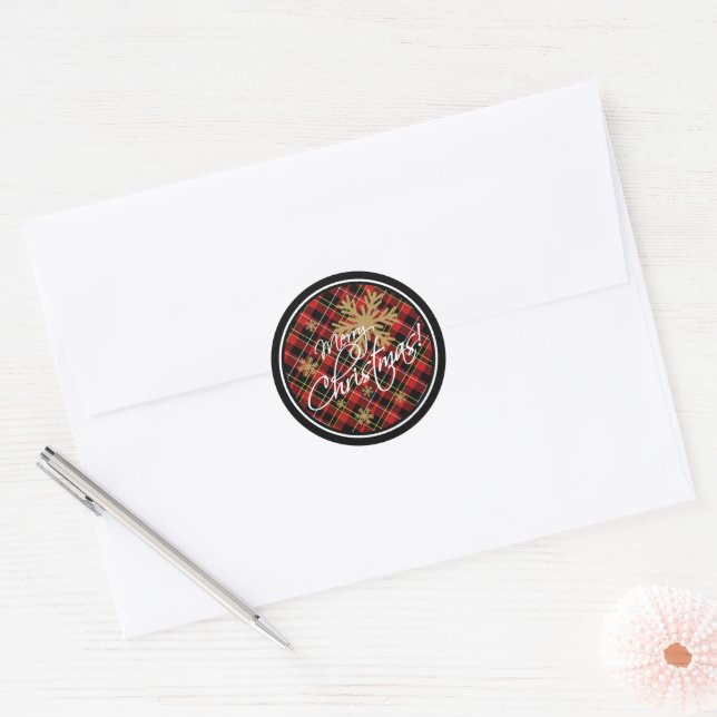 Adesivo Simples Desejo de Natal Tartan Padrão Clássico (Envelope)