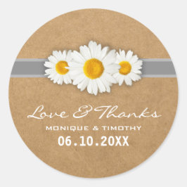 Adesivo Simples Doce Daisy Wedding Seal Sticker Obrigado