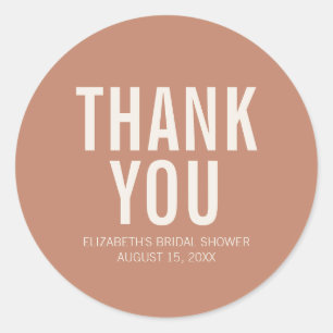 Adesivo Simples Dusty Terracotta Bridal Obrigado