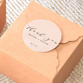 Adesivo Simples Elegante Cor-De-Rosa, Obrigado Casamento