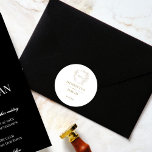 Adesivo Simples elegante da crista de casamentos<br><div class="desc">Mala de cabra botânica simples e elegante autocolantes de casamento noiva e noiva e nomes de noivos enrolados de casamento</div>