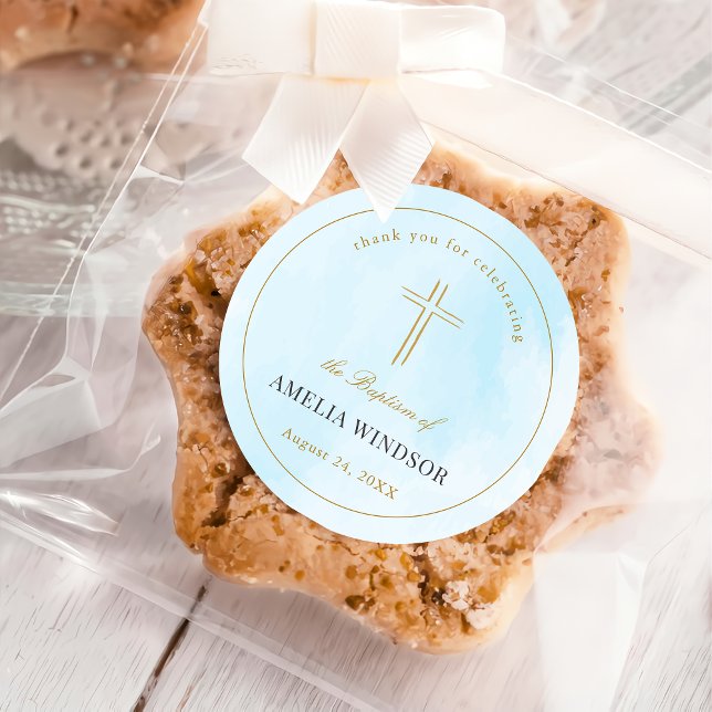 Adesivo Simples Elegante, Dourado Natal De Batismo Cruzado (Criador carregado)