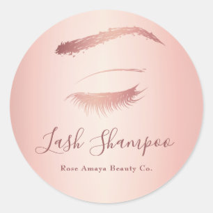 Adesivo Simples Elegante Lash Shampoo Rosa Dourado