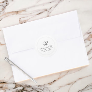 Adesivo Simples Elegante Monograma Clássico de Casamento