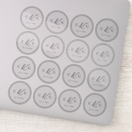 Adesivo Simples Elegante Monograma Moderno Casamento Trans