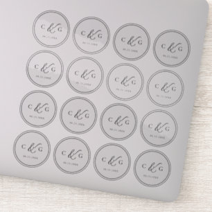 Adesivo Simples Elegante Monograma Moderno Casamento Trans