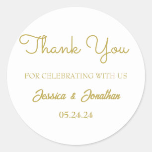Adesivo Simples Elegante Obrigado Favor De Casamento