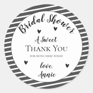 Adesivo Simples Elegante Preto Branco Agradecimento Chá de