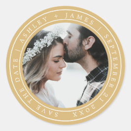 Adesivo Simples Elegante Salve a Data Foto de Casamento Am