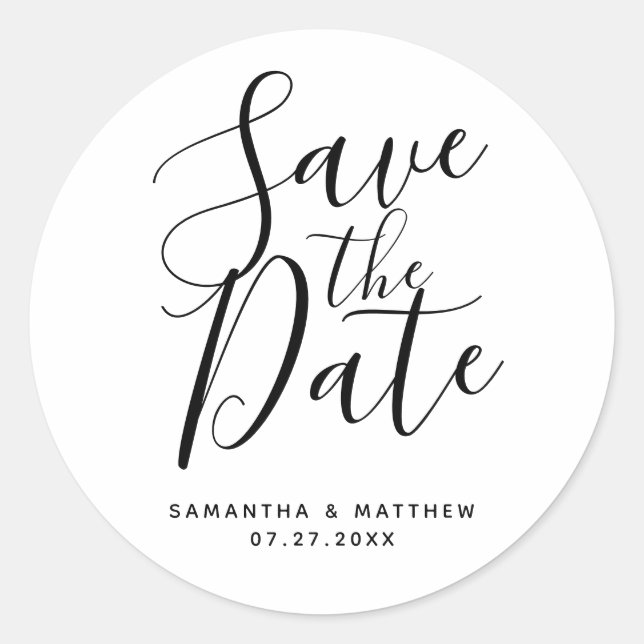 Adesivo Simples Elegante Script Salve A Data Boho Casament (Frente)