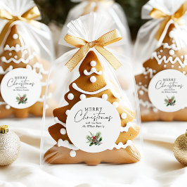 Adesivo Simples Elegante Verde de Natal Branco