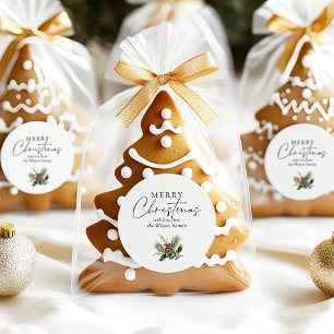 Adesivo Simples Elegante Verde de Natal Branco