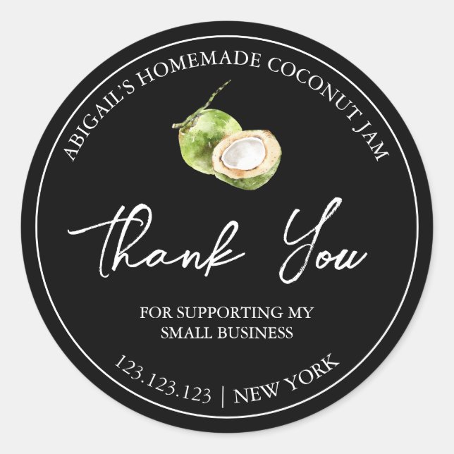 Adesivo Simples Emperramento de Coco Homemade Obrigado Rót (Frente)