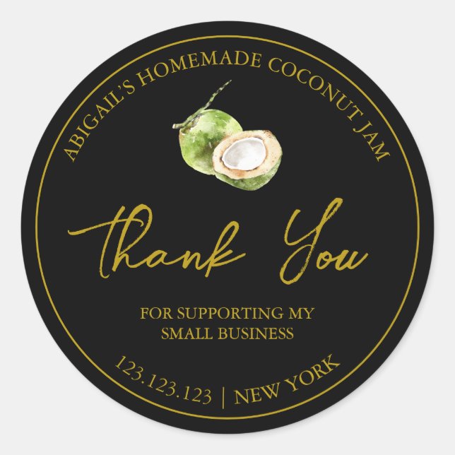 Adesivo Simples Emperramento de Coco Homemade Obrigado Rót (Frente)