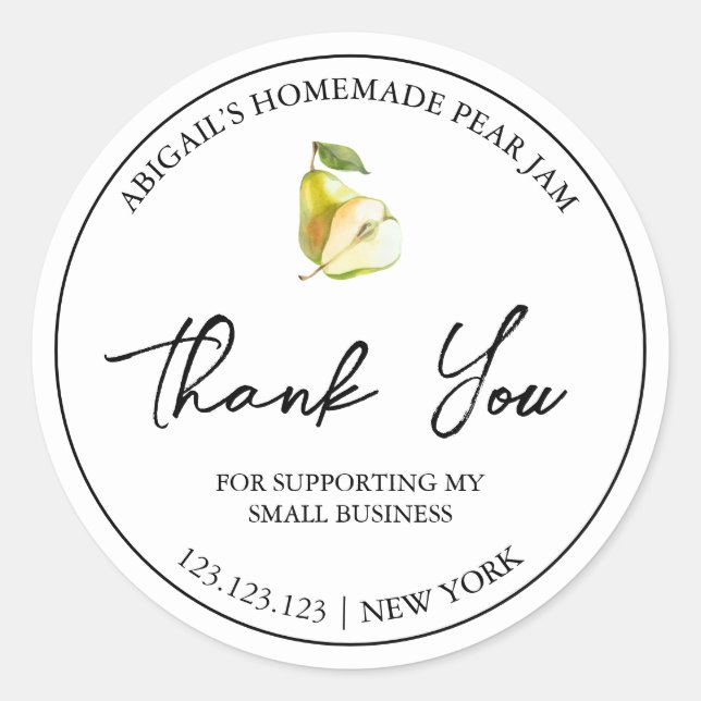 Adesivo Simples Emperramento de pera caseira Obrigado Rótu (Frente)