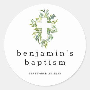 Adesivo Simples Eucalipto Deixa Nome Cruzado Data Batismo
