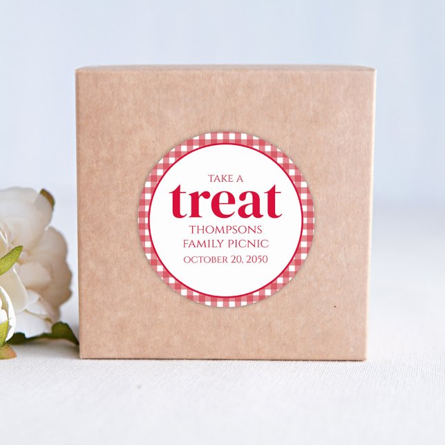 Adesivo Simples Favor, Moderno Tratado de Picnic Gingham V (Criador carregado)