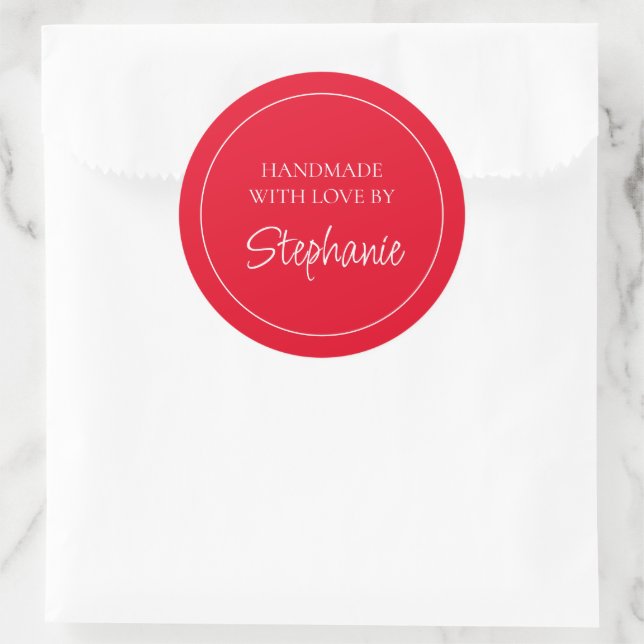 Adesivo Simples Feito à Mão com Nome Vermelho Amor (Bolsa)
