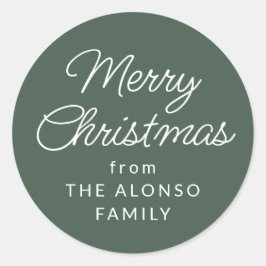 Adesivo Simples Feliz Natal do presente de feriado verde