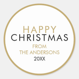 Adesivo Simples Feliz Natal Moderno Nome da Família