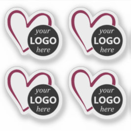 Adesivo Simples Forma de Coração Borgonha com Logotipo ou 