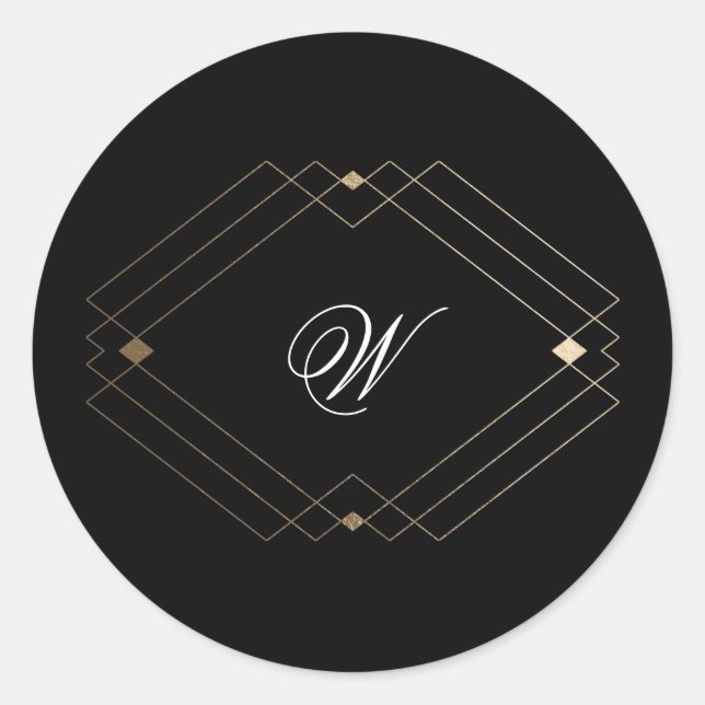 Adesivo Simples Geométrico Moderno Preto Dourado Casamento (Frente)