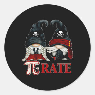 Adesivo Simples Gnome Pirata E Símbolo Funny Pi Day Para M