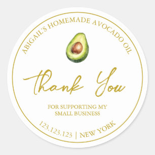 Adesivo Simples Homemade Avocado Oil Obrigado Rótulo
