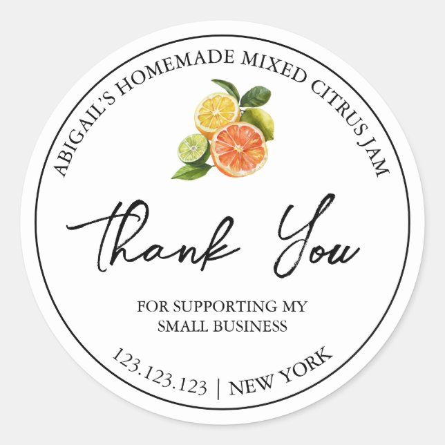 Adesivo Simples Homemade Mistura de Citrus Jam Obrigado Ró (Frente)