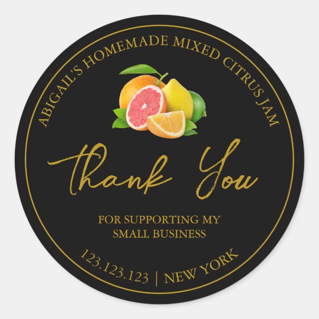 Adesivo Simples Homemade Mistura de Citrus Jam Obrigado Ró (Frente)