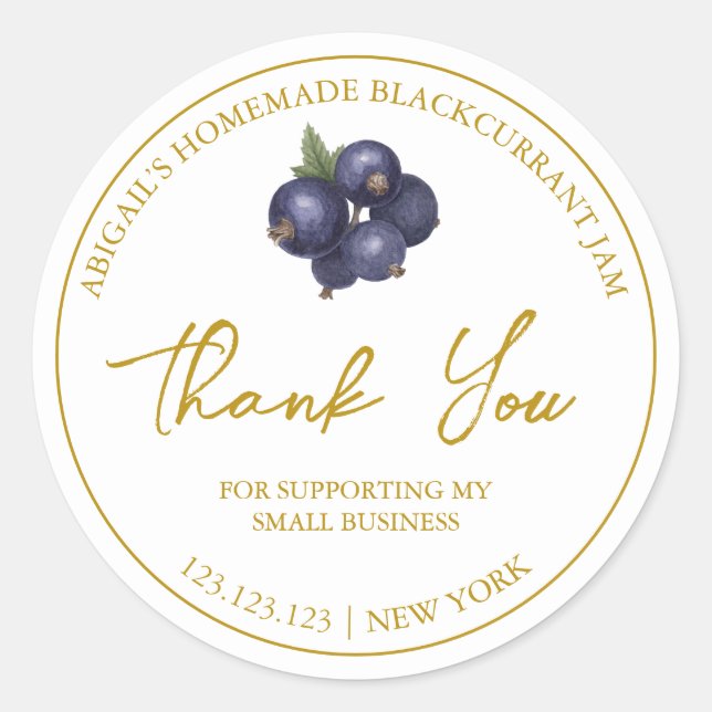 Adesivo Simples Jam De Groselha Negra Homemada Obrigado Ró (Frente)