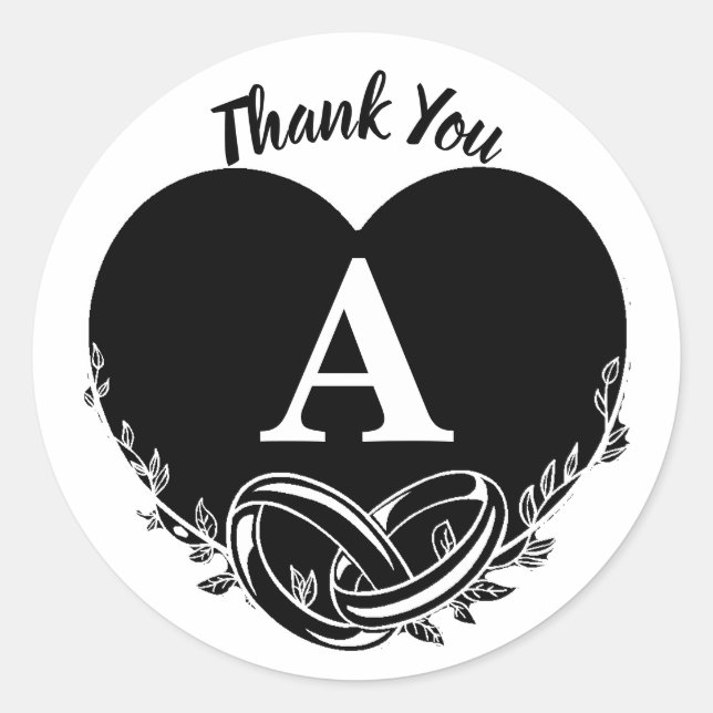 Adesivo Simples - Letra A Heart Foliage Weding Obrigado (Frente)