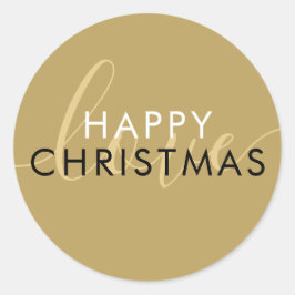 Adesivo Simples Moderno Dourado Feliz Natal Roteiro Amor
