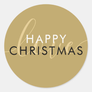 Adesivo Simples Moderno Dourado Feliz Natal Roteiro Amor
